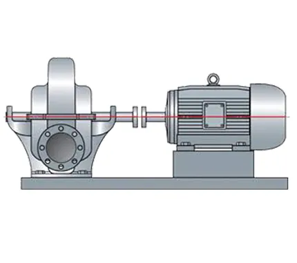 Diagram of a motor coupled to a pump with the shaft centerlines aligned