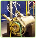 Machine tool spindle under test with vibration sensors attached